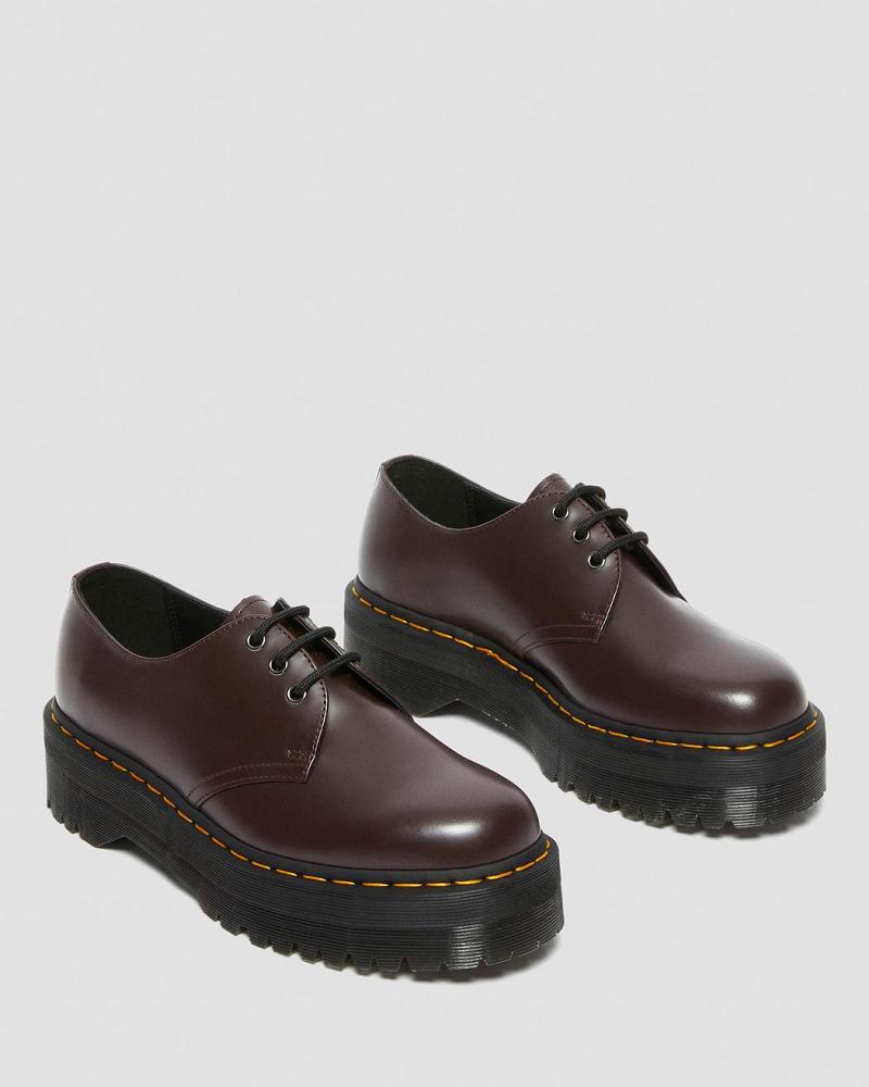 Dr Martens 1461 Smooth Læder Platform Sko Dame Bordeaux | DK 388GSO